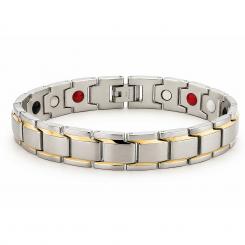 Vivalette Bioenergetisches Magnetarmband aus Edelstahl mit 18K Goldakzenten