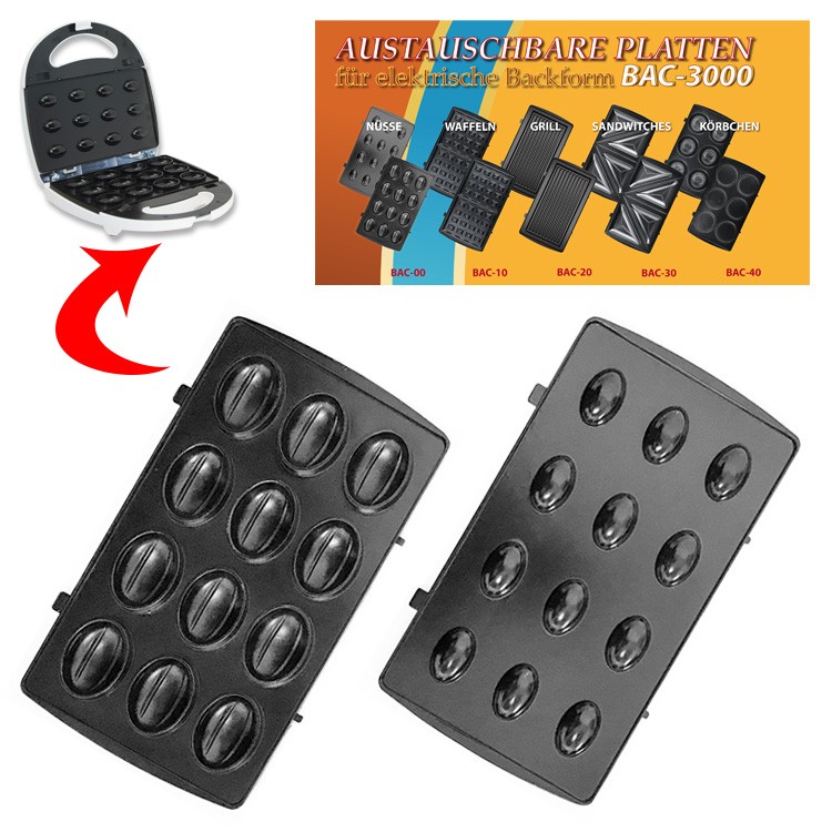 Attachment plates for the electric baking machine NUT BAKER NUTS