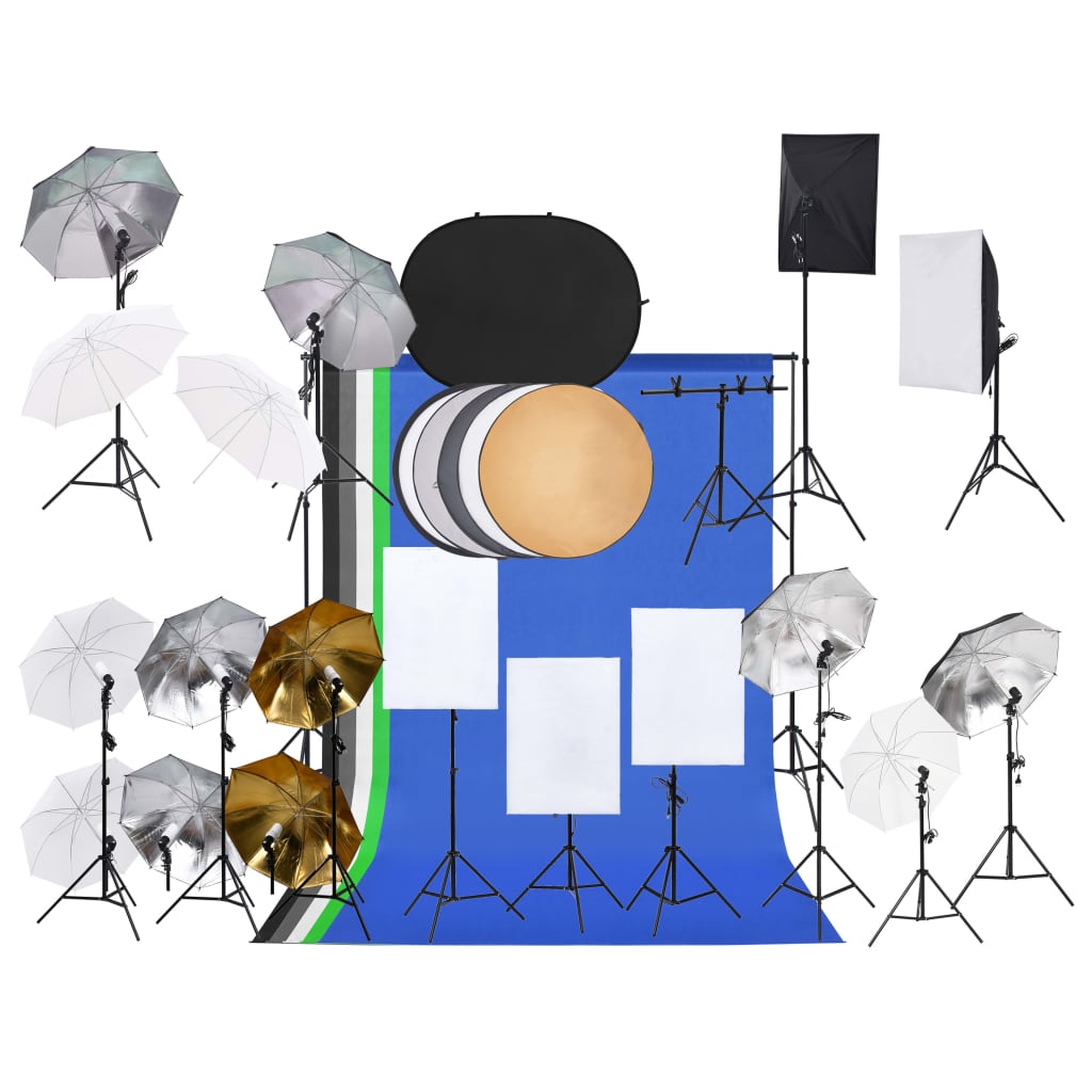 FotostudioSet mit Leuchten, Hintergrund und Reflektor online kaufen