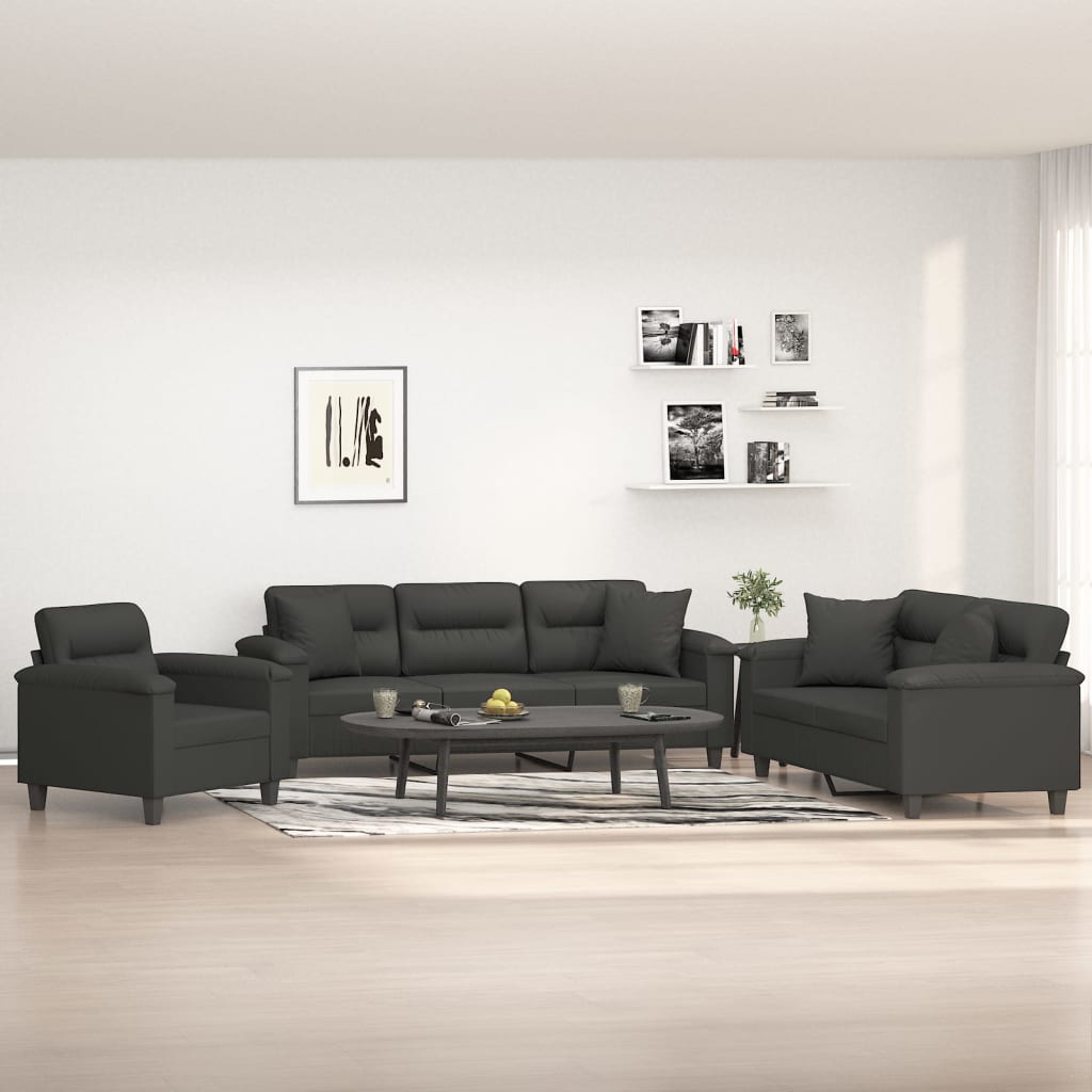 Sofagarnitur mit Kissen Mikrofasergewebe Sofa Couch online kaufen