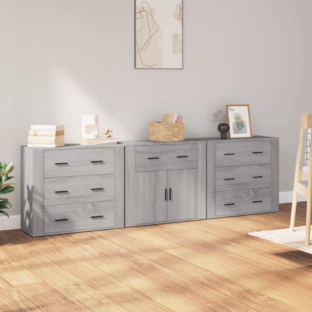 Sideboards 3 Stk. Grau Sonoma Holzwerkstoff online kaufen