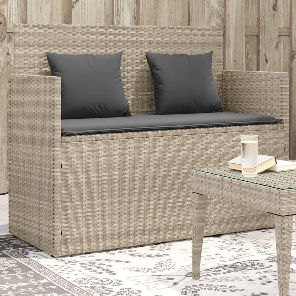 VidaXL Gartenbank Mit Kissen - Bequeme Outdoor Sitzbank Aus Poly Rattan