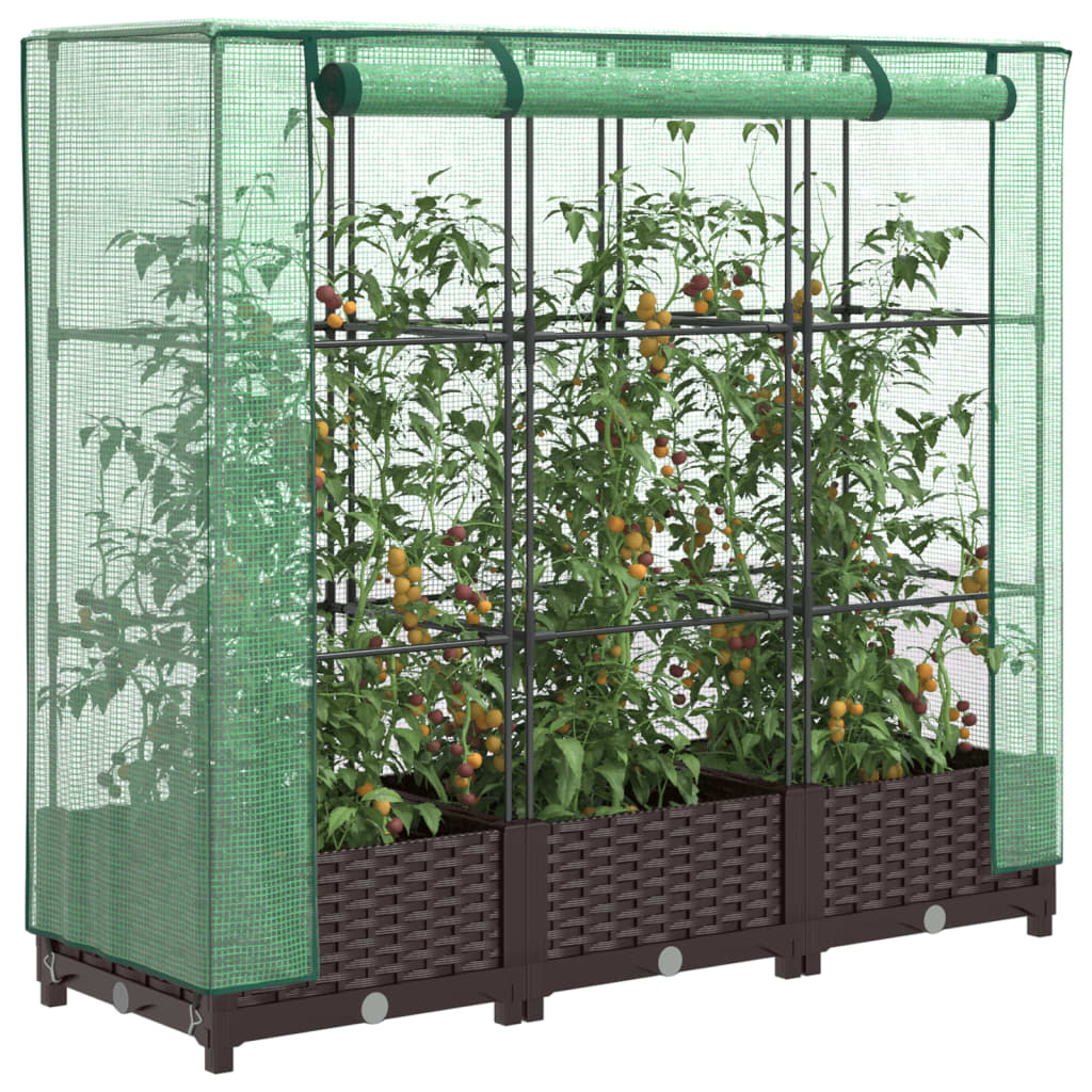 Hovothy Hochbeet Mit Gewächshaus-Aufsatz – 80x40x138 Cm, Rattan-Optik, Wetterfest