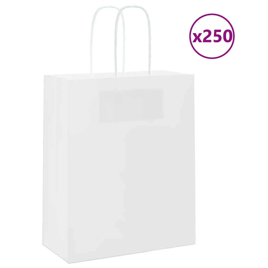 250 Papiertragetaschen Mit Flachhenkel – 18+8 X 22 Cm, Verschiedene Farben – Perfekt Für Geschenke & Einkauf