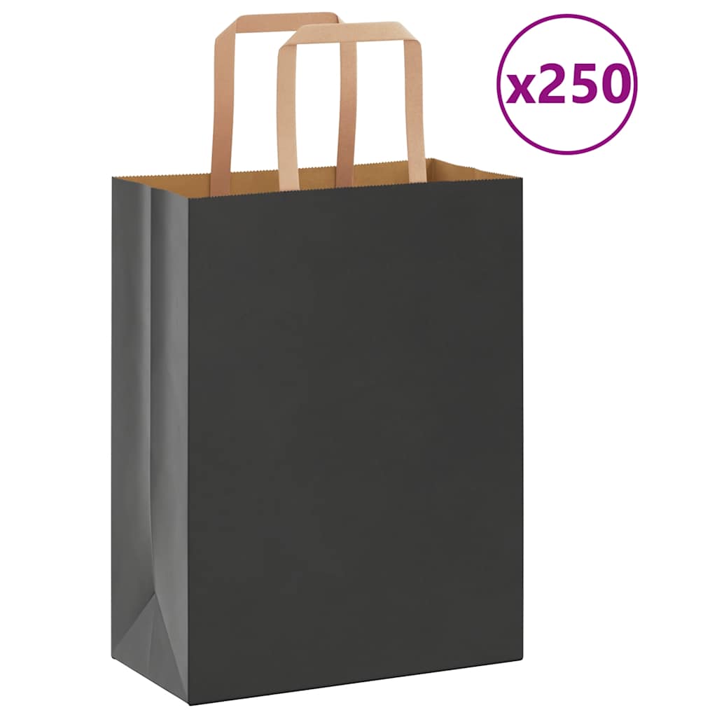 Papiertragetaschen 250 Stk. mit Henkeln Schwarz 21x11x28 cm online kaufen