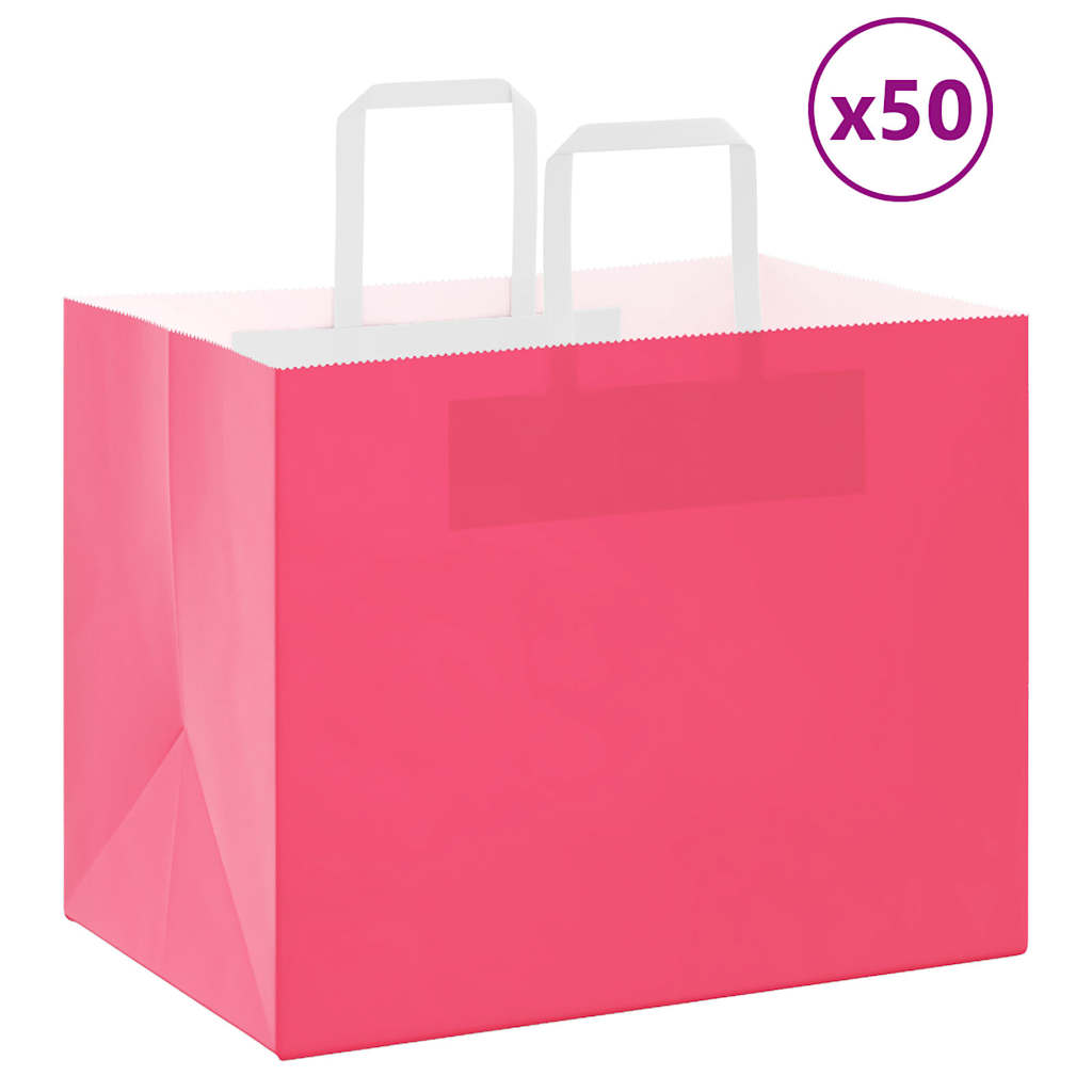 Papiertragetaschen 50 Stk. mit Henkeln Rosa 32x22x24 cm online kaufen
