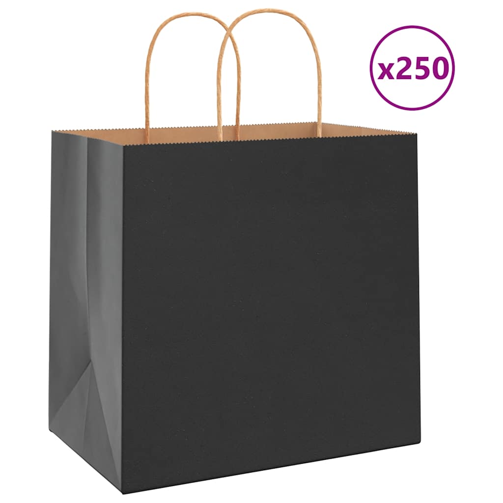 Papiertragetaschen 250 Stk. mit Henkeln Schwarz 26x17x25 cm online kaufen