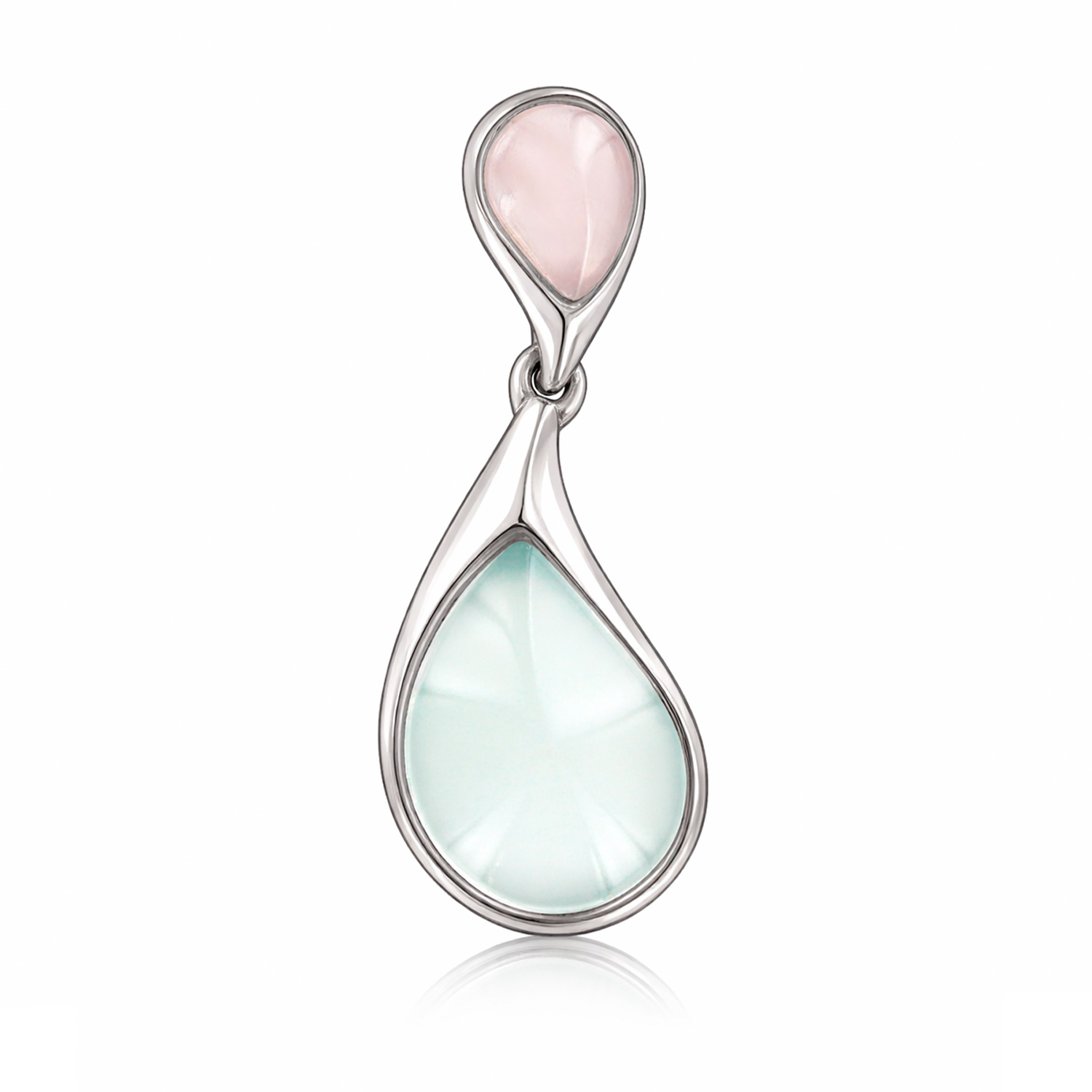 Pendant made of 925 silver with blue quartz and gray agate, height approx. 31 mm