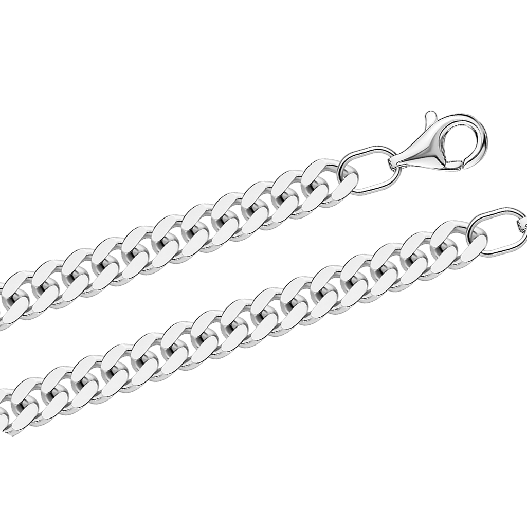 Kette und Armband aus 925er Silber, Breite ca. 6 mm, Gewicht in 19 cm ca. 16,60 gr., Gewicht in 50 cm ca. 47,07 gr.