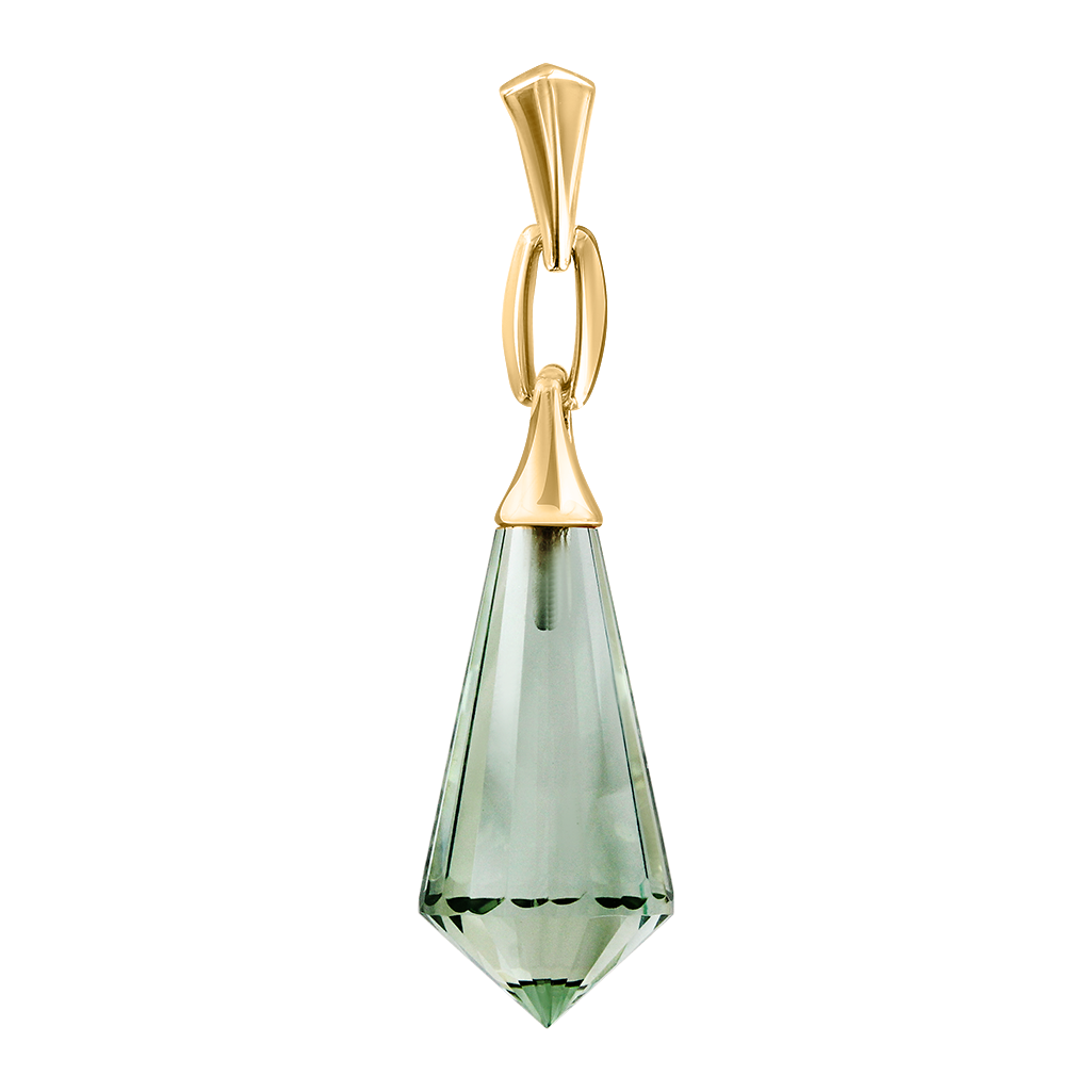 Pendant, yellow gold 585, with green amethyst, height approx. 40 mm