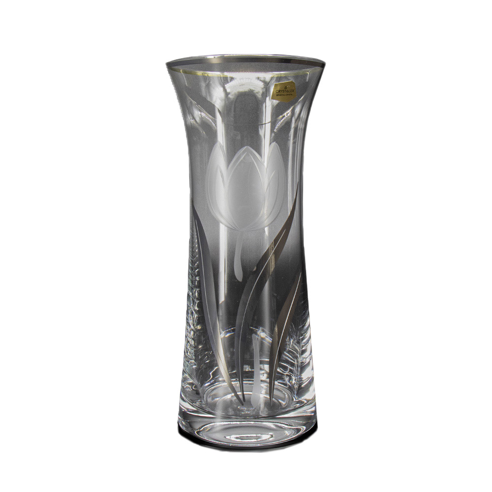 Vase CRYSTALEX Bohemia tulip with silver, 25 cm German online
