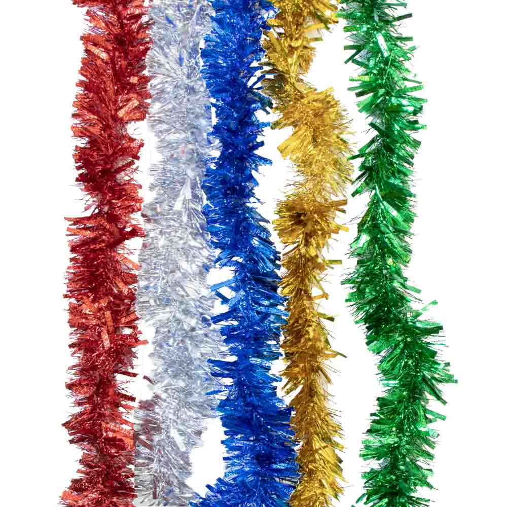 Новогодняя мишура разноцветная блестящая (набор 10 шт., 11x200 см)