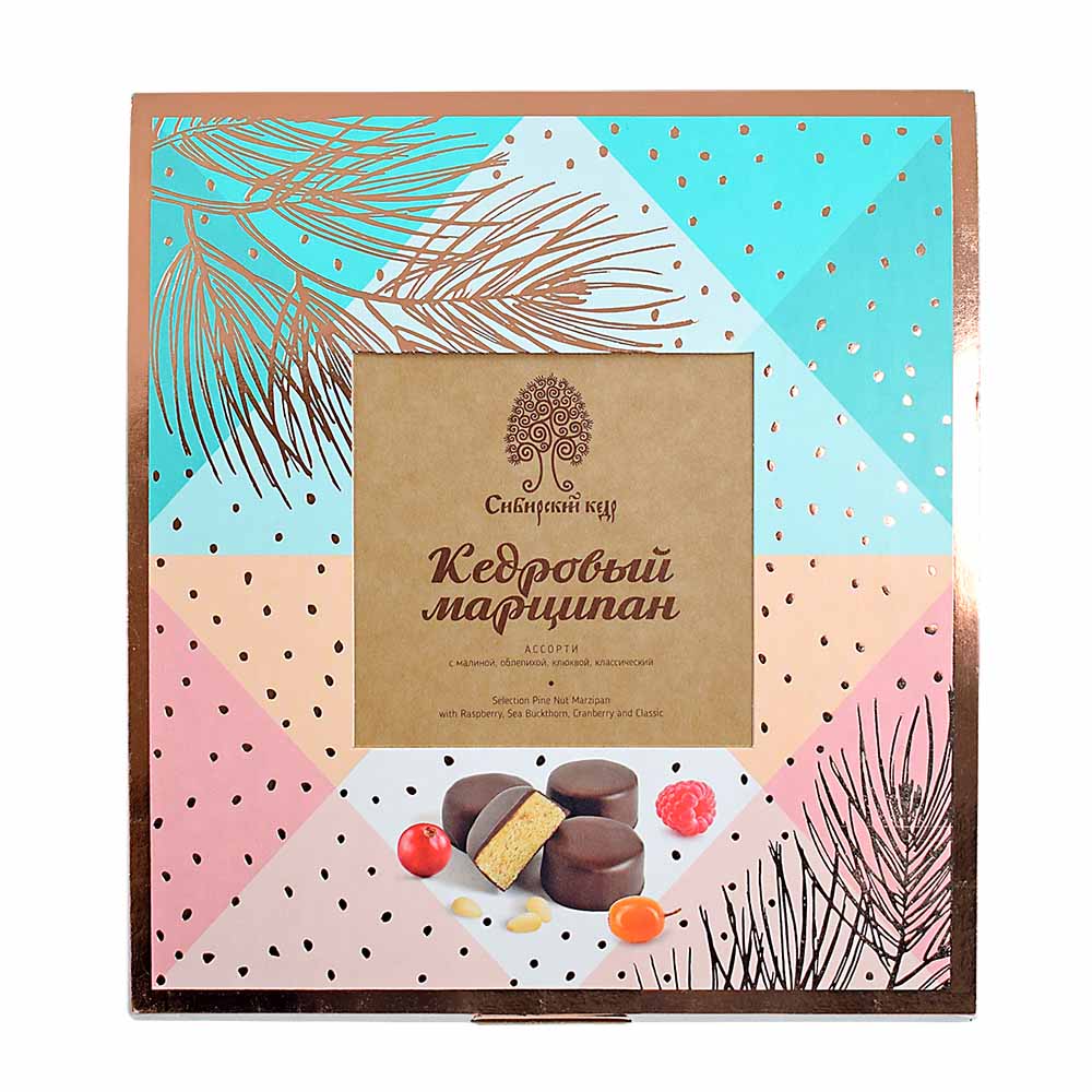 Кедровый марципан "Ассорти" - клюква, малина, облепиха и классический, 170 г