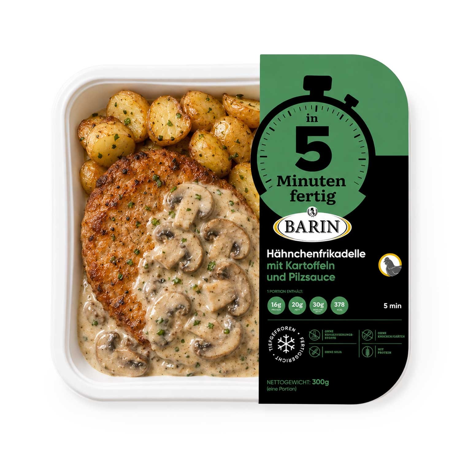 BARIN Ready in 5 Minutes: Chicken Patties with Potatoes and Mushroom Sauce, 300 g