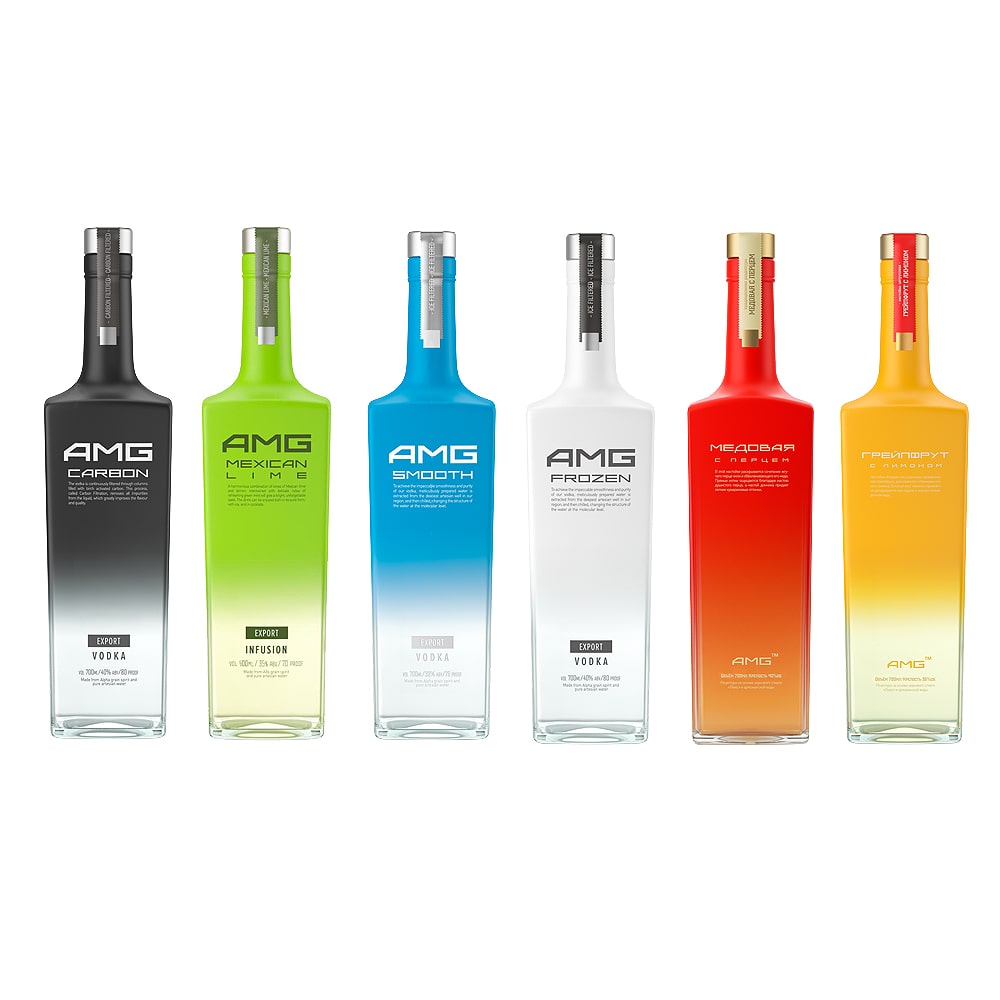 AMG Exklusiv SET Premium Vodka mit verschiedenen Geschmacksrichtungen Vol. 35-40%, 6 x 0,7L