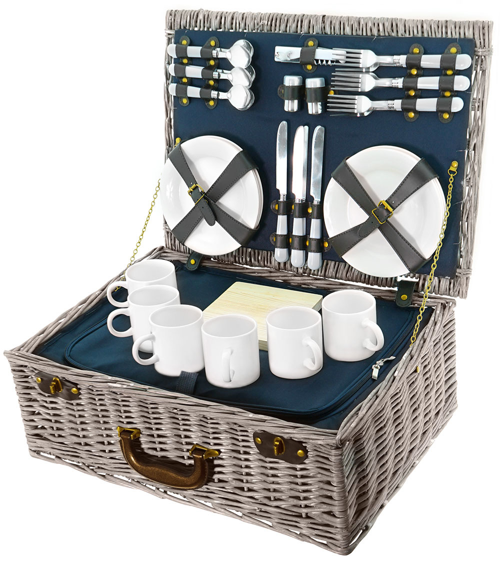 Smak Picknickkorb Luxus mit Geschirr aus Keramik für 6 Personen 5123