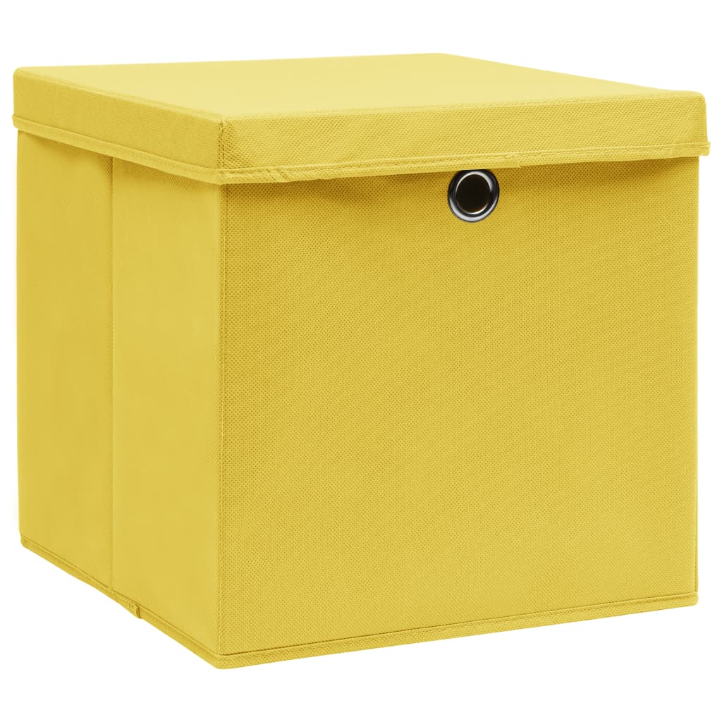 Aufbewahrungsboxen mit Deckeln 4 Stk. 28x28x28 cm Gelb 4
