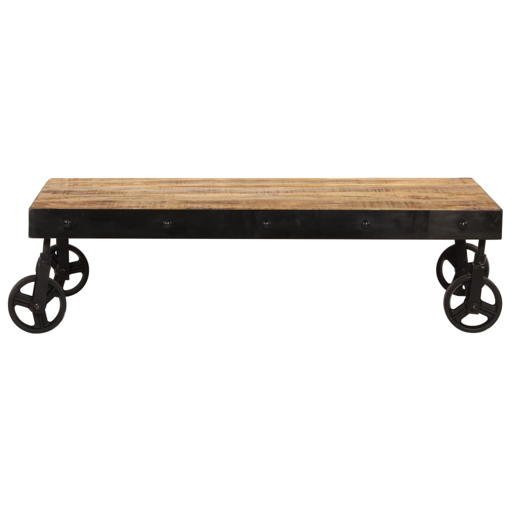Couchtisch mit Rädern Massivholz Mango 100 x 60 x 26 cm online kaufen