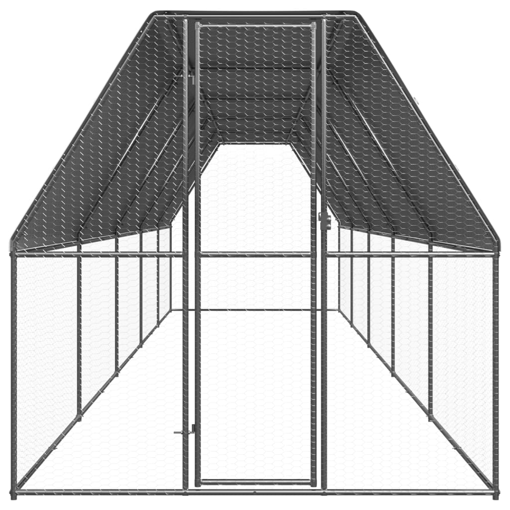 ChicAbode Hühnerstall 2x4x2m - Verzinkter Stahl Außenkäfig Für Hühner & Kleintiere