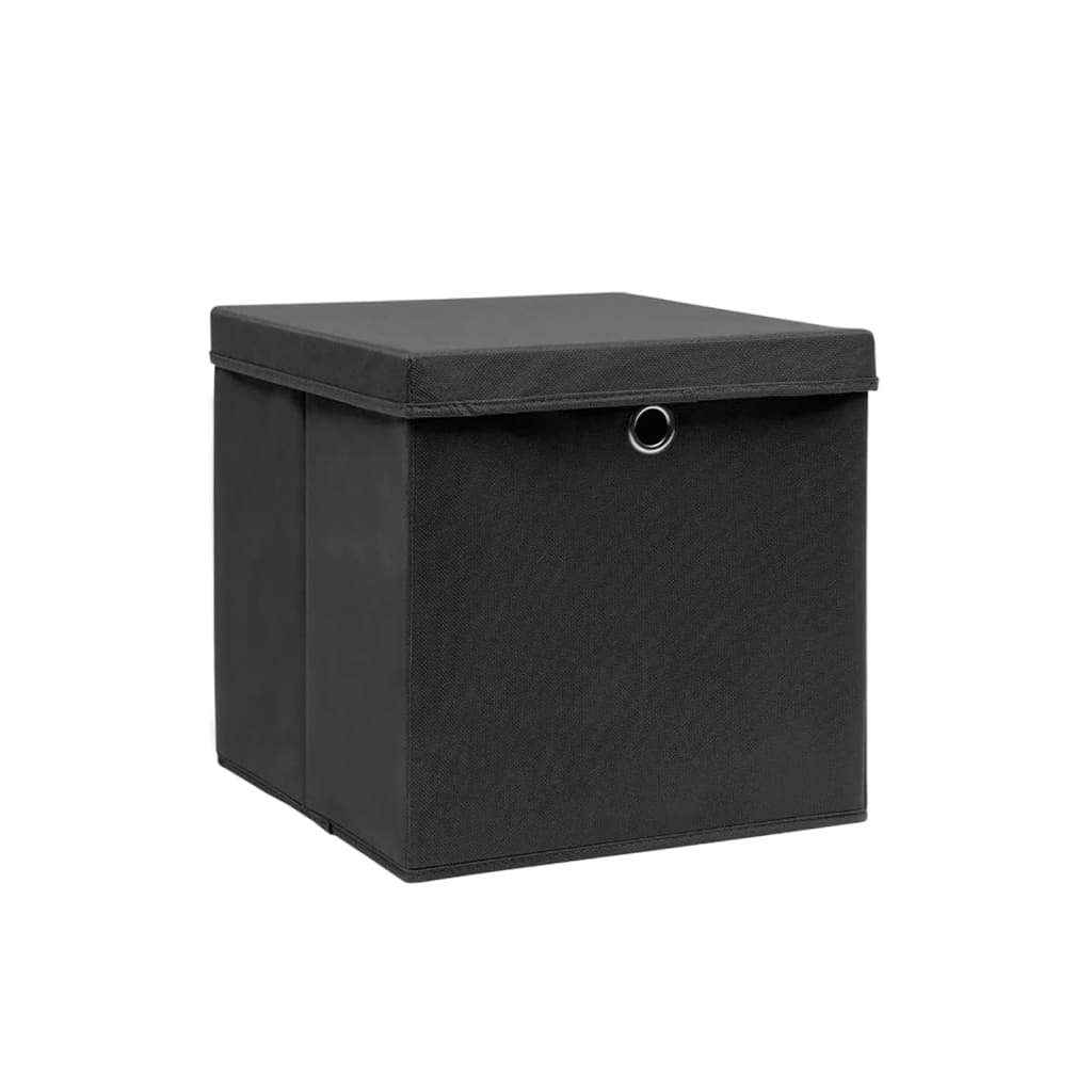 Aufbewahrungsboxen mit Deckeln 4 Stk. 28x28x28 cm Schwarz 4