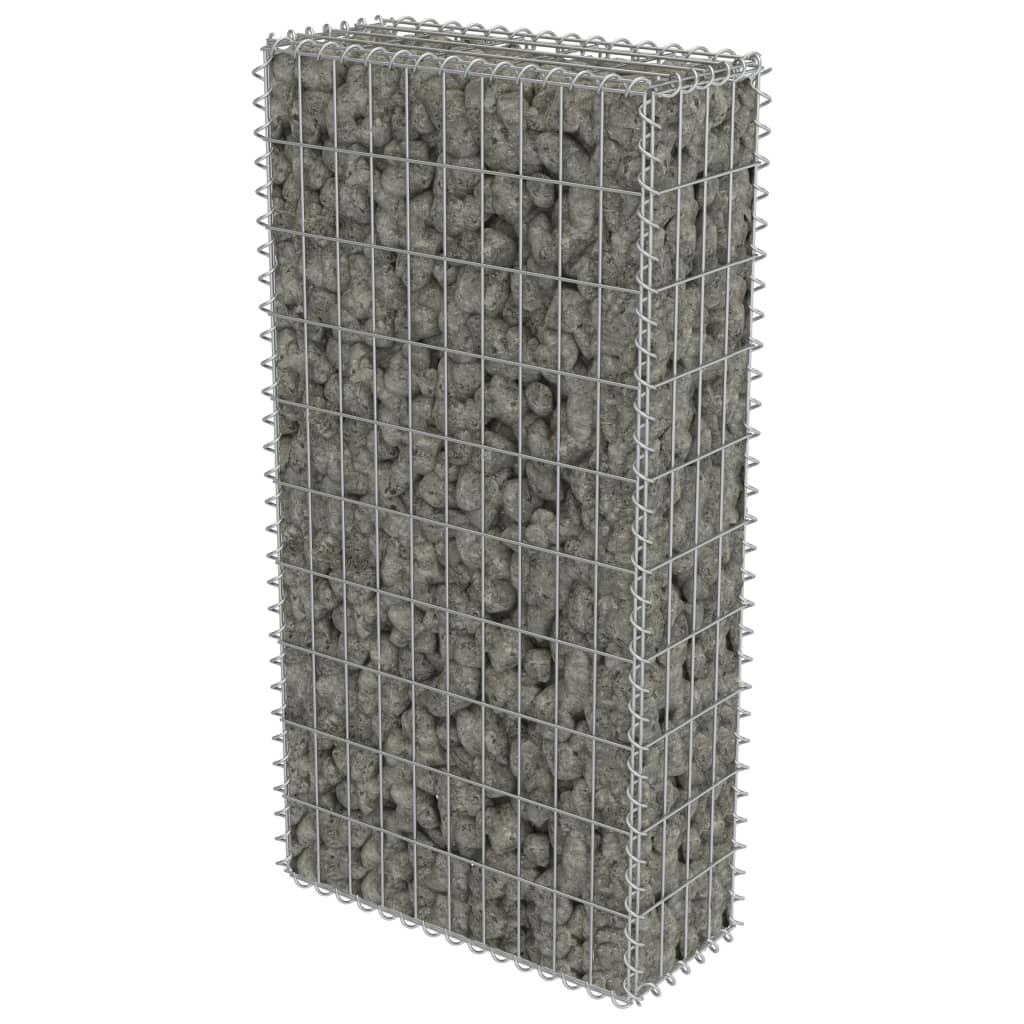 Gabionenwand Aus Verzinktem Stahl – 50 X 20 X 100 Cm – Mit Abdeckung, Für Garten, Sichtschutz & Stützmauer