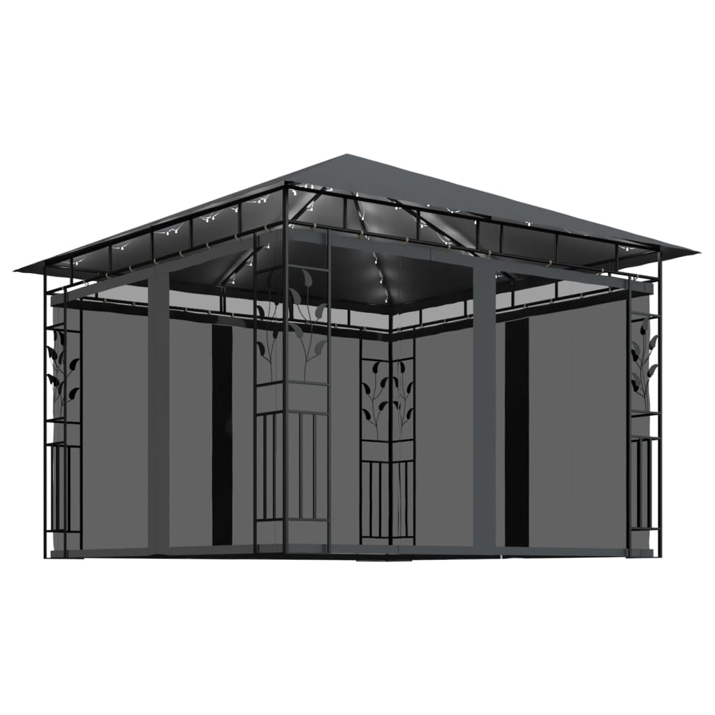 Pavillon mit Moskitonetz & LED-Lichterkette 3x3x2,73m Anthrazit Anthrazit | 3  x 3 x 2.73 m online kaufen