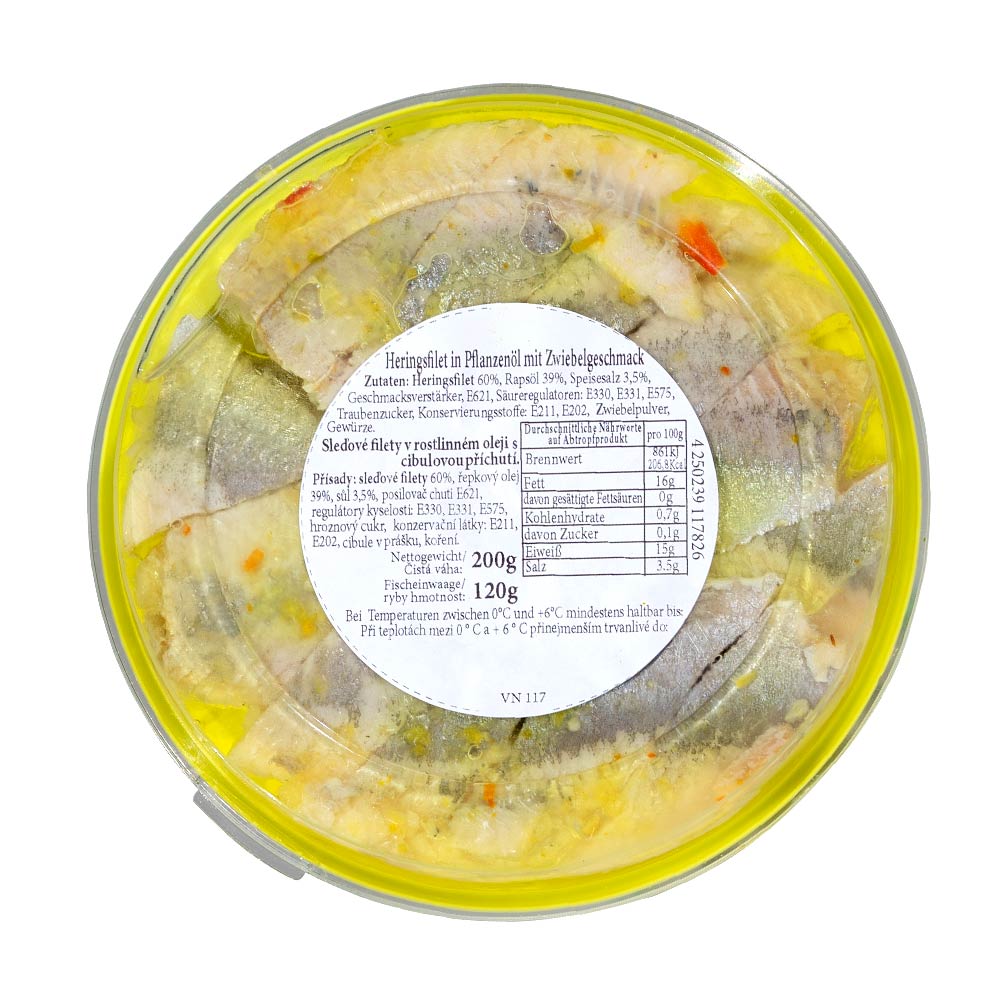 SibFisch Heringsfilet in Öl mit Zwiebeln, 200g