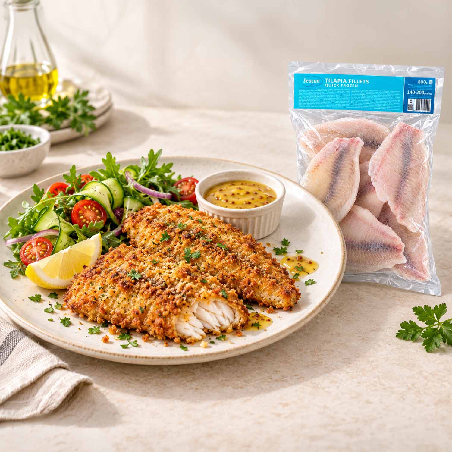 Seacon Tilapia-Filets – zartes Fischfilet, roh, hautfrei (TK, 800 g)