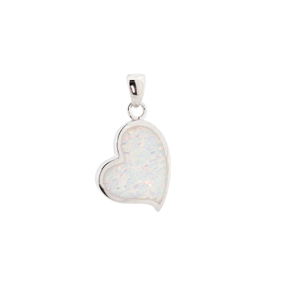 Herz-Anhänger aus 925 Silber mit weißem und blauem Opal + Silberkette ca.  50 cm online kaufen