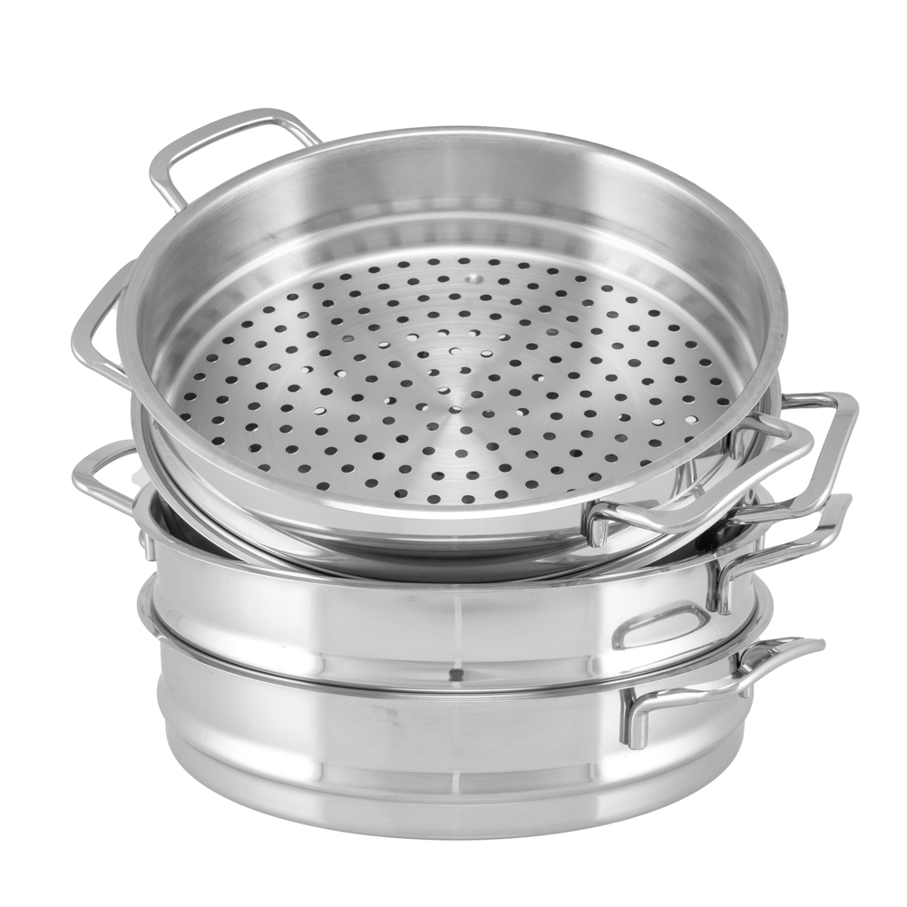 Cuisinière Vapeur à Induction 5 Niveaux En Inox - 30 Cm De Diamètre, Avec Couvercle En Verre - Pour Tous Types De Feux (induction, Gaz, électrique)
