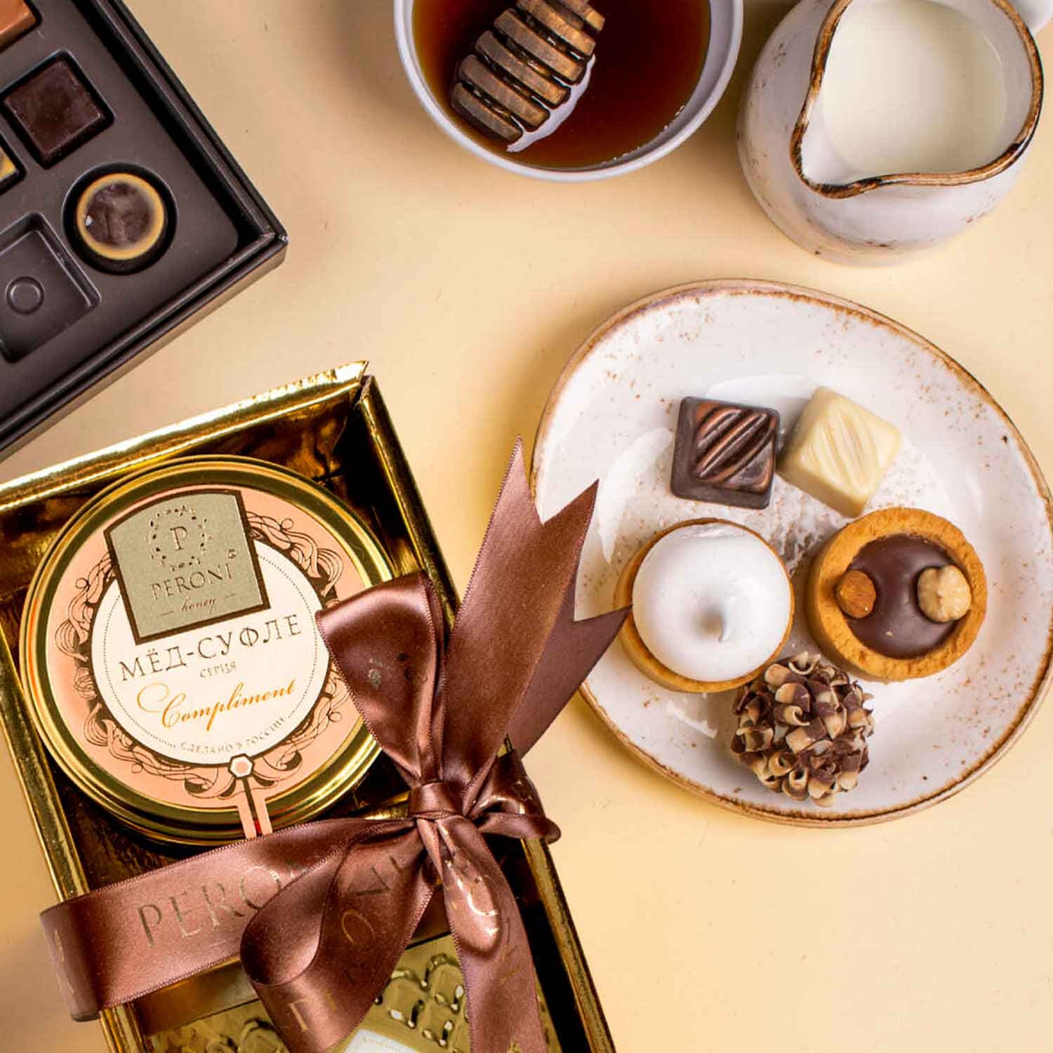 Peroni Honig-Soufflé Set "Goldene Teestunde" Mango-Passionsfrucht 250g + Masalatee 70g