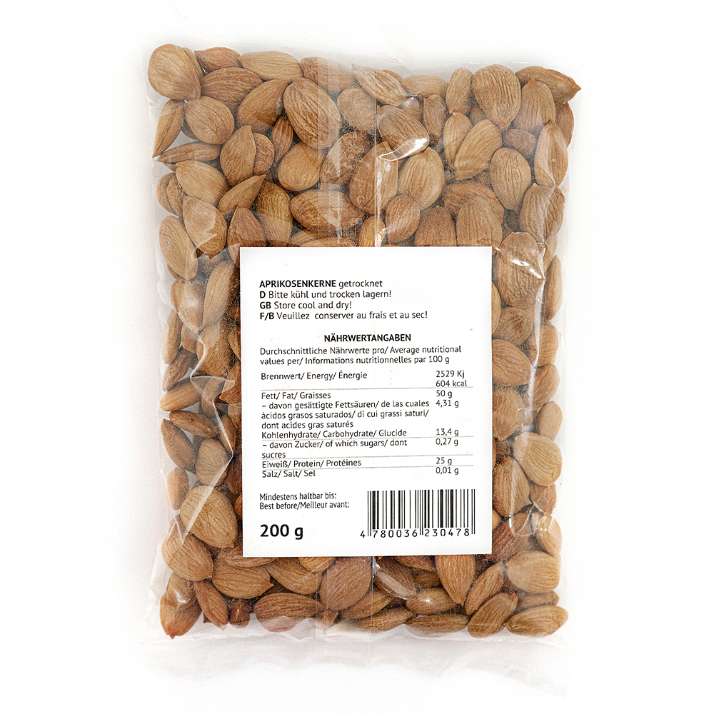 Aprikosenkerne süß, getrocknet, 200 g