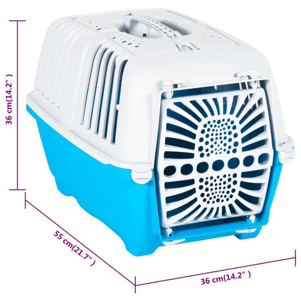 Transportbox für Haustiere Weiß Blau 55x36x36 cm Polypropylen online kaufen  